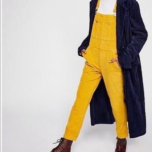 Free People Yellow Corduroy Overalls (size 28)